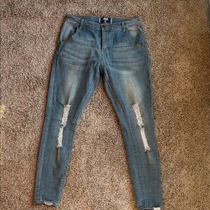 Men's Skinny Jeans in Distressed Blue